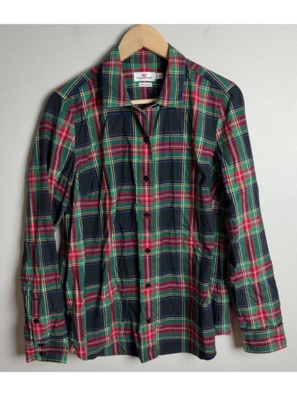 Vineyard Vines Plaid Cotton Cashmere Button Down Shirt Size 12 Women’s